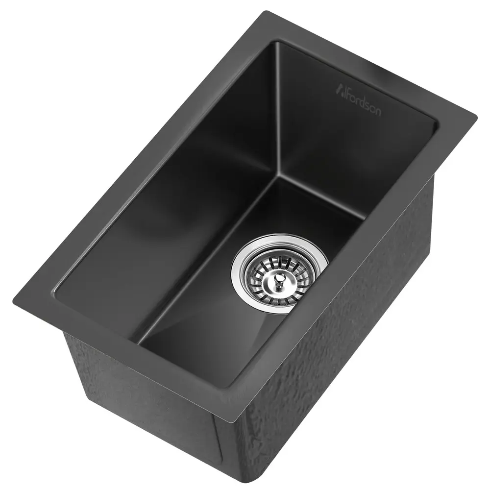 Alfordson Kitchen Sink Stainless Steel Drop in Flush Under Mount 250X450MM Black