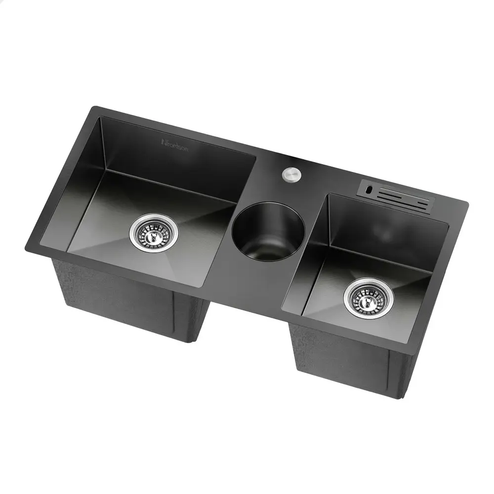 Alfordson Kitchen Sink Basin Stainless Steel Drop in Flush Mount 940X460MM Black