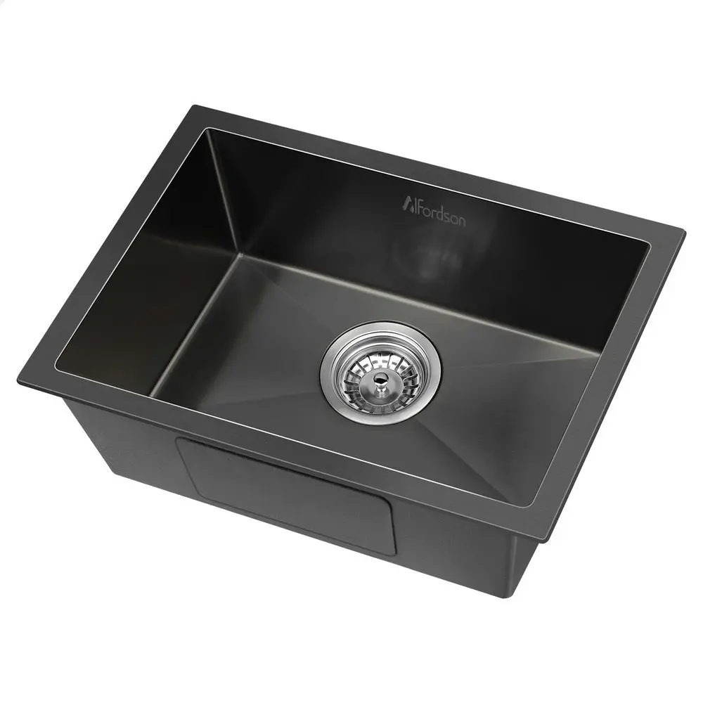 Alfordson Kitchen Sink Stainless Steel Drop in Flush Under Mount 450X300MM Black