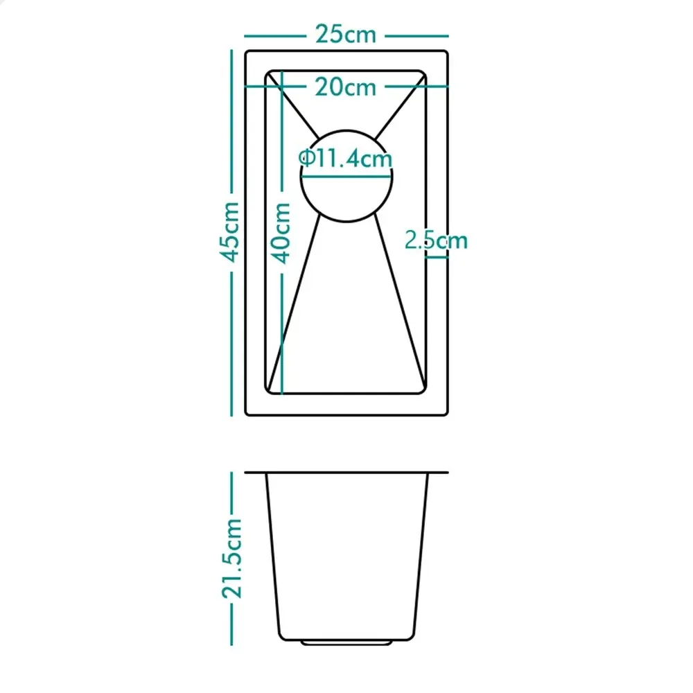 Alfordson Kitchen Sink Stainless Steel Drop in Flush Under Mount Basin 250X450MM