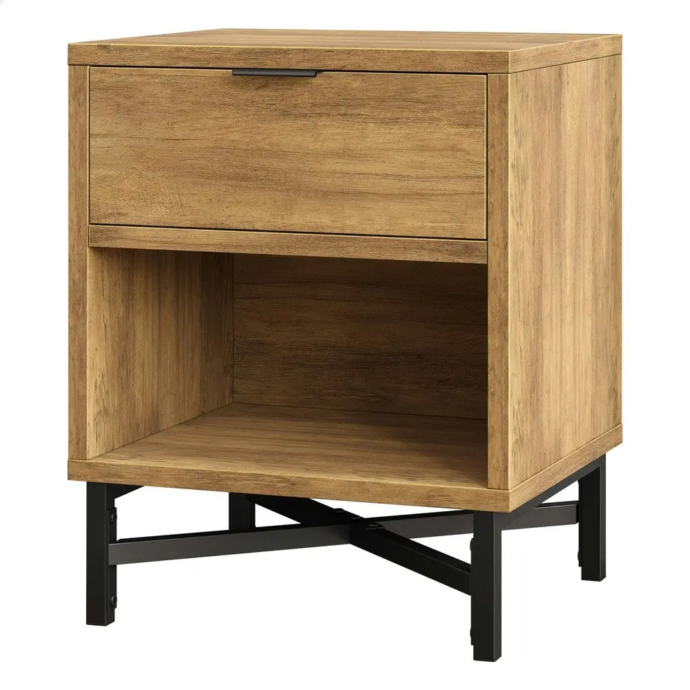 Alfordson Bedside Table Retro Nightstand Side Cabinet Brown