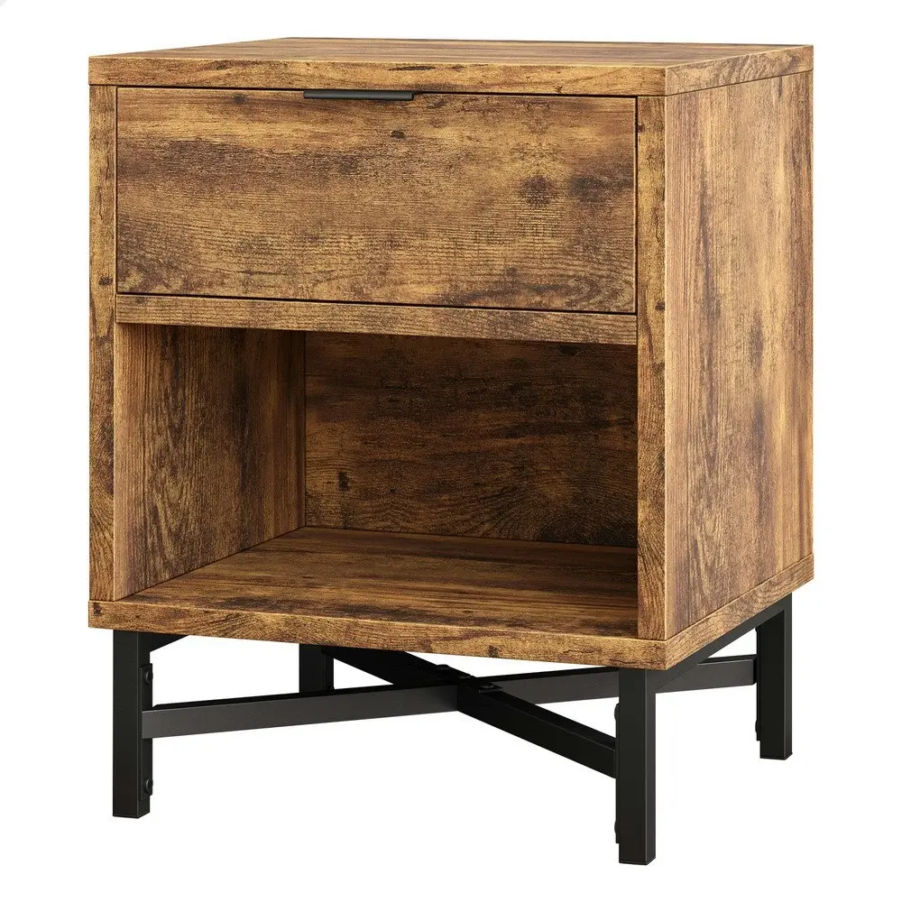 Alfordson Bedside Table Retro Nightstand Side Cabinet Oak