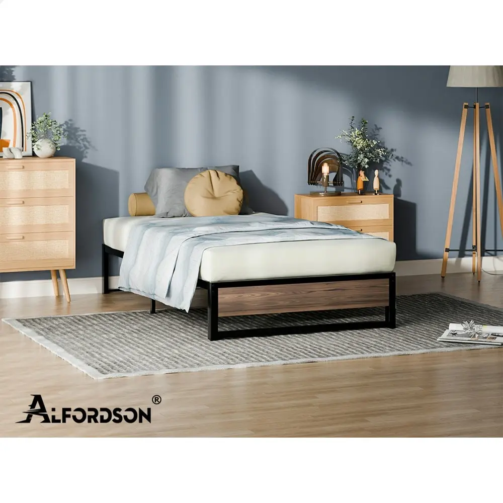 Alfordson Metal Bed Frame Sing Size Mattress Base Platform Foundation Wood