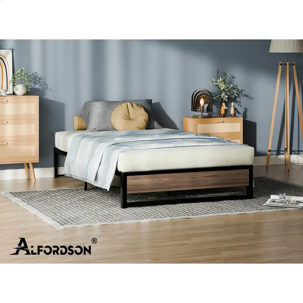 Alfordson Metal Bed Frame King Single Mattress Base Platform Foundation Wood