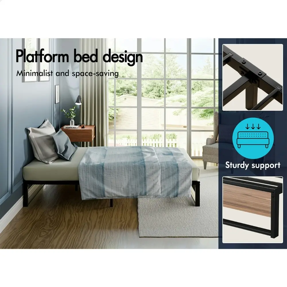 Alfordson Metal Bed Frame King Single Mattress Base Platform Foundation Wood