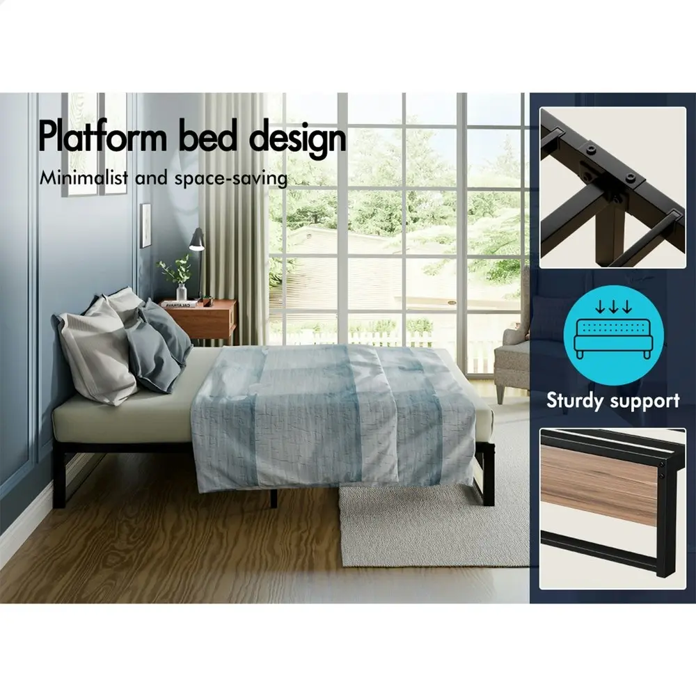 Alfordson Metal Bed Frame Double Size Mattress Base Platform Foundation Wood