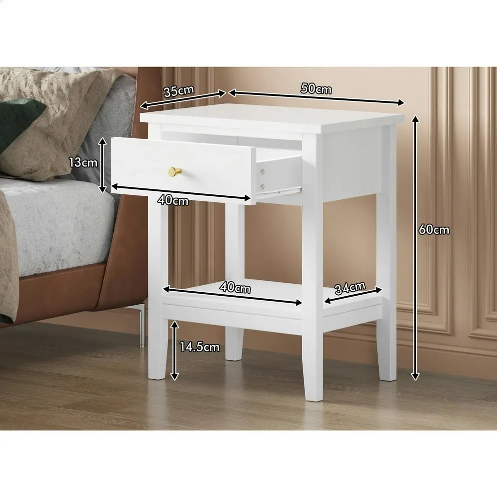 Alfordson Bedside Table Hamptons Nightstand Storage Side End 1 Drawer White