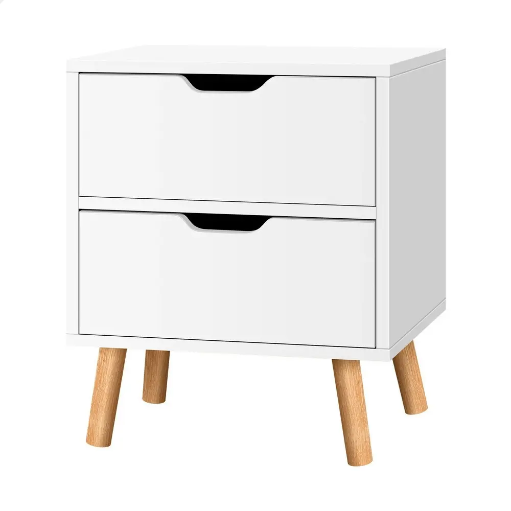 Alfordson Bedside Table Nightstand Side Table 2 Drawers White