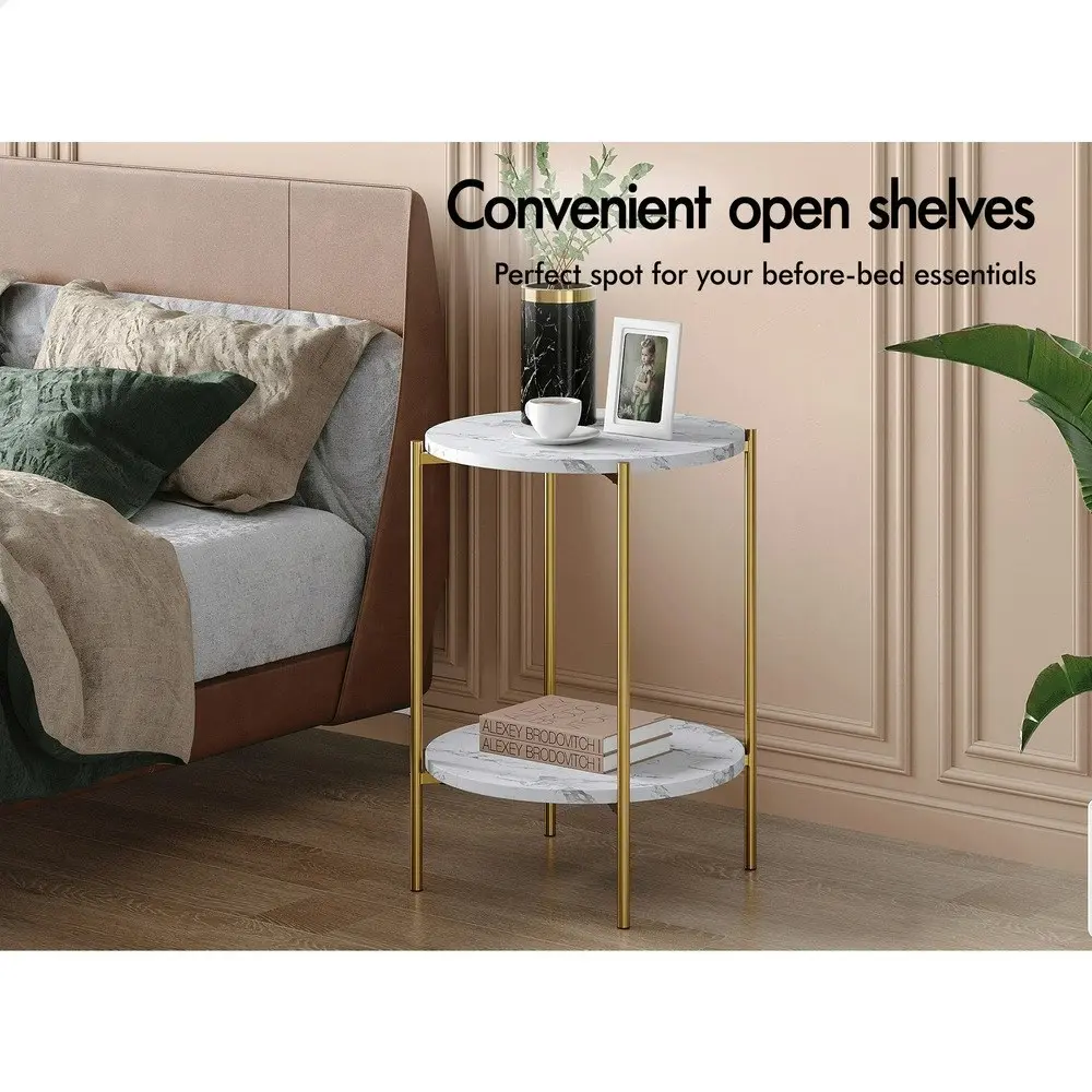 Alfordson Side Table Sofa End Bedside Nightstand Gold