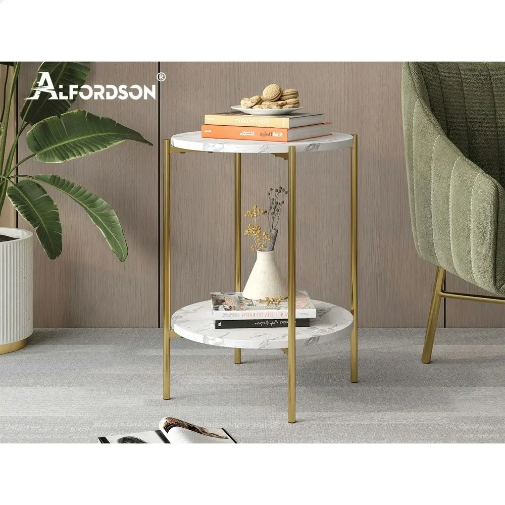 Alfordson Side Table Sofa End Bedside Nightstand Gold