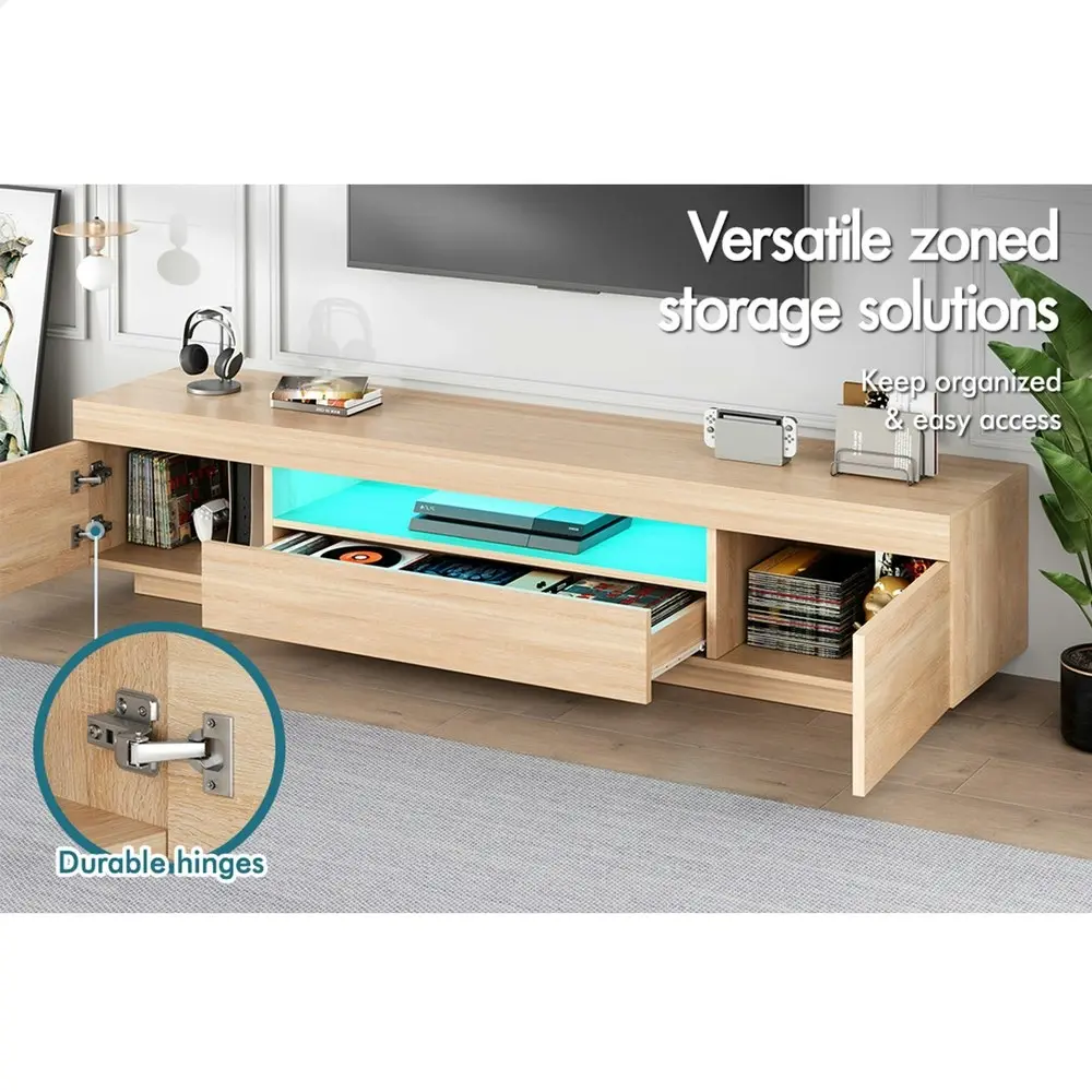 Alfordson Entertainment Unit Gloss Oak 180cm