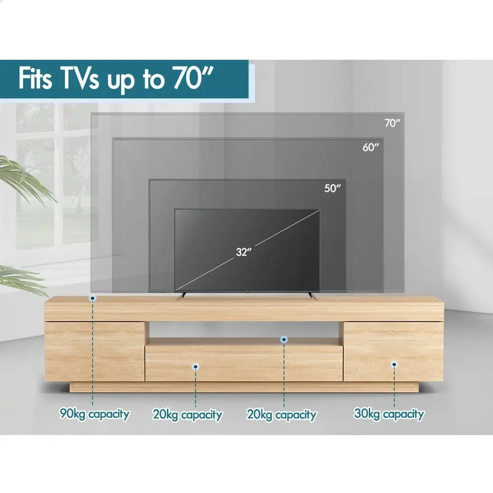 Alfordson Entertainment Unit Gloss Oak 180cm