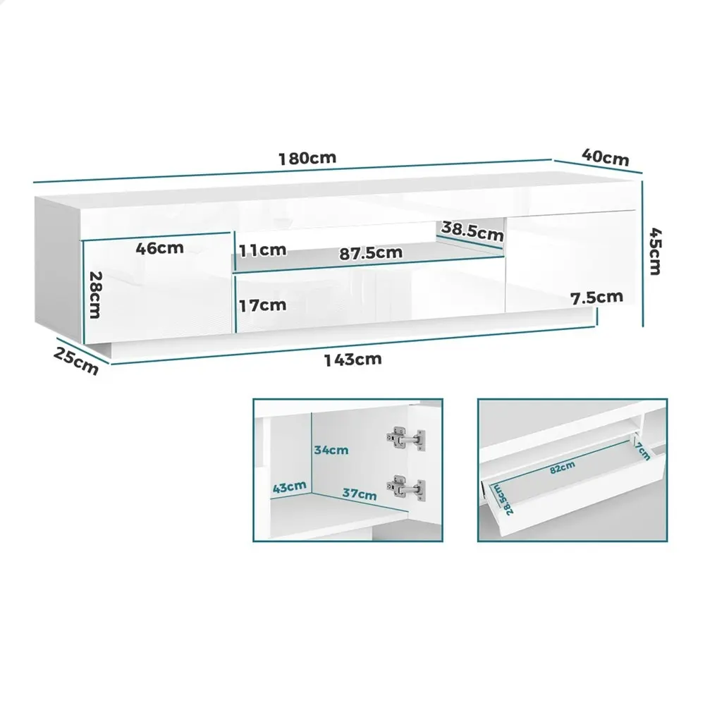 Alfordson Entertainment Unit Gloss White 180cm