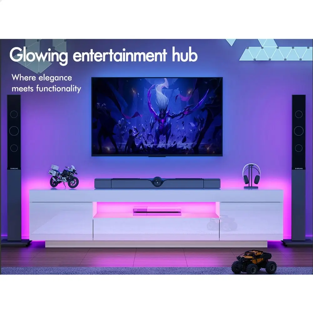 Alfordson Entertainment Unit Gloss White 180cm