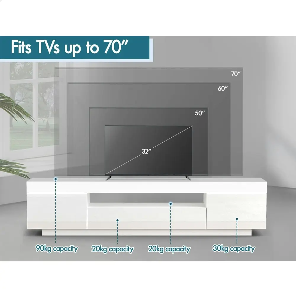 Alfordson Entertainment Unit Gloss White 180cm