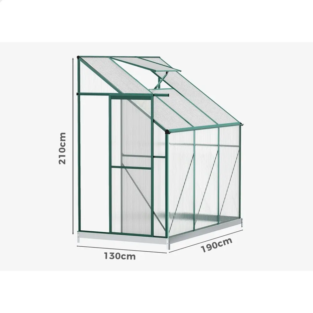 Alfordson Greenhouse Aluminium Polycarbonate Garden Storage Shed 1.9x1.3M