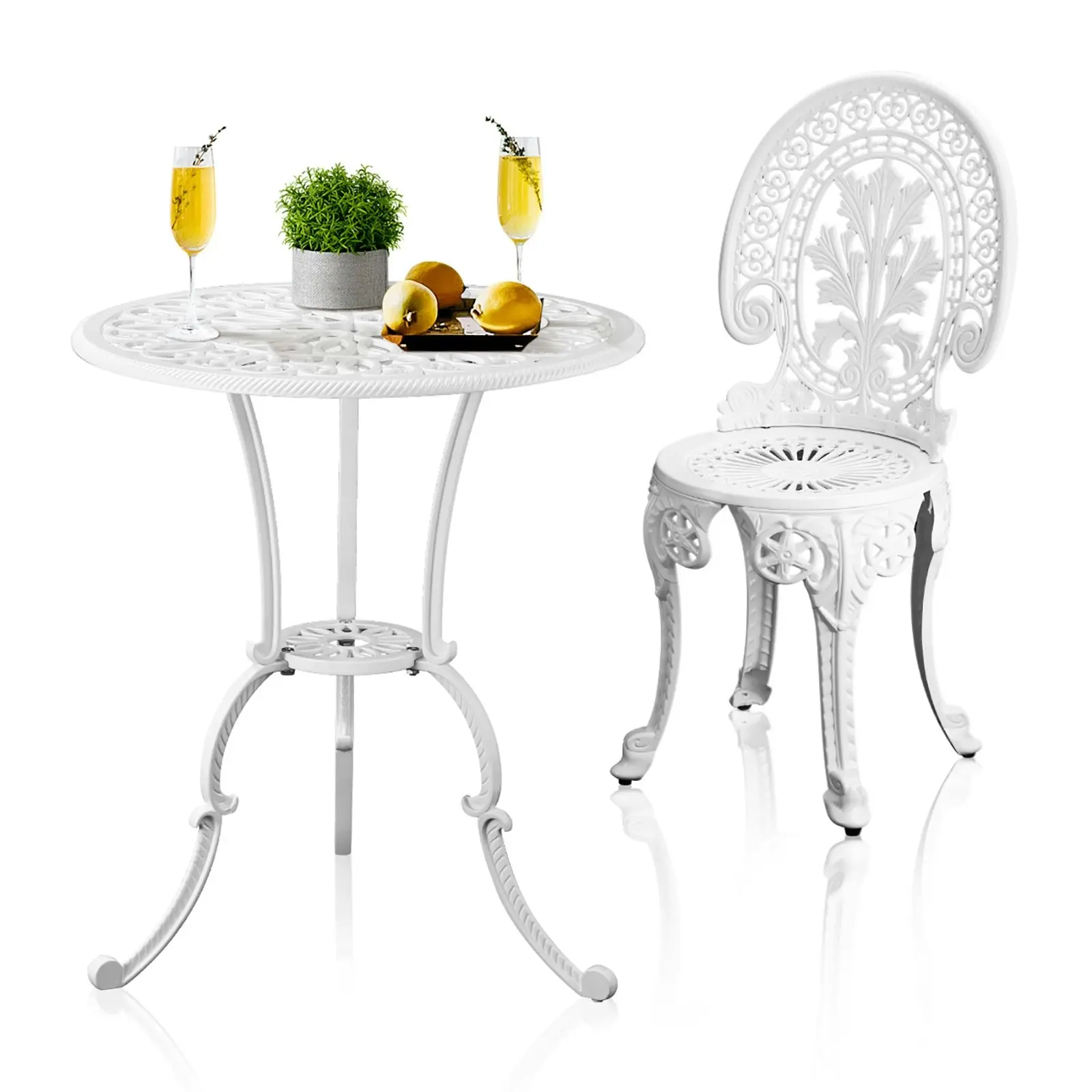 Livsip Outdoor Bistro Setting Cast Aluminium Table and Chair 3PCS Patio Set