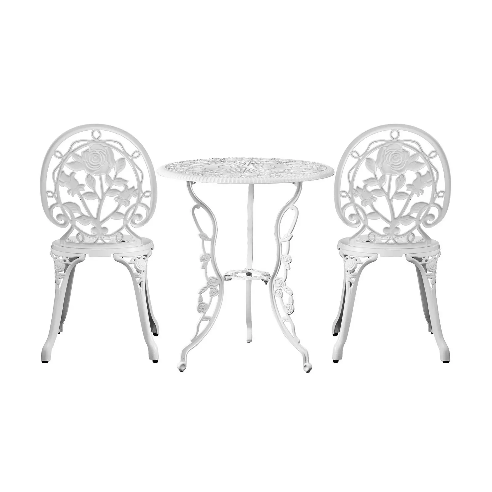 Livsip Outdoor Setting 3 Piece Bistro Chairs Table Set Cast Aluminum Patio Rose