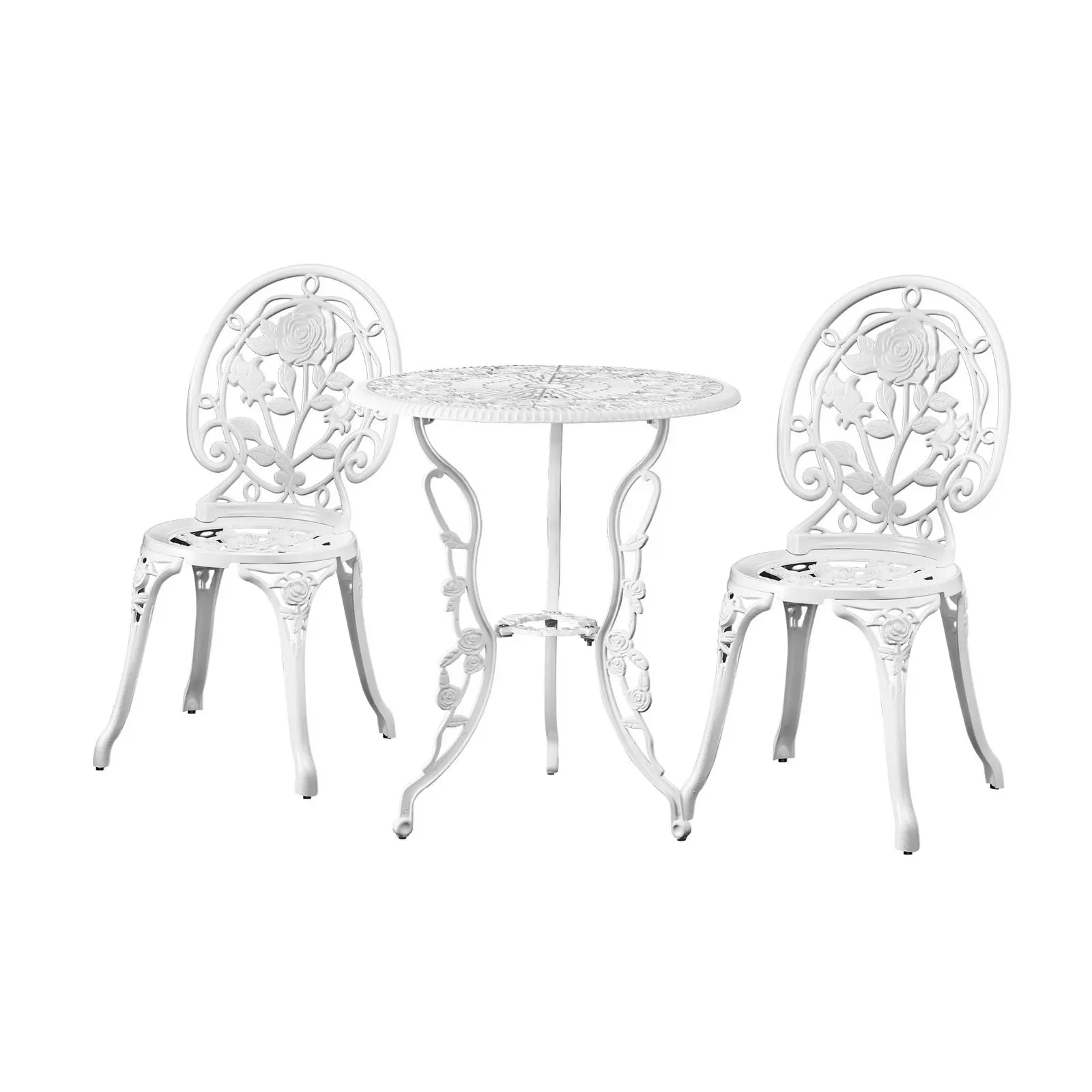 Livsip Outdoor Setting 3 Piece Bistro Chairs Table Set Cast Aluminum Patio Rose