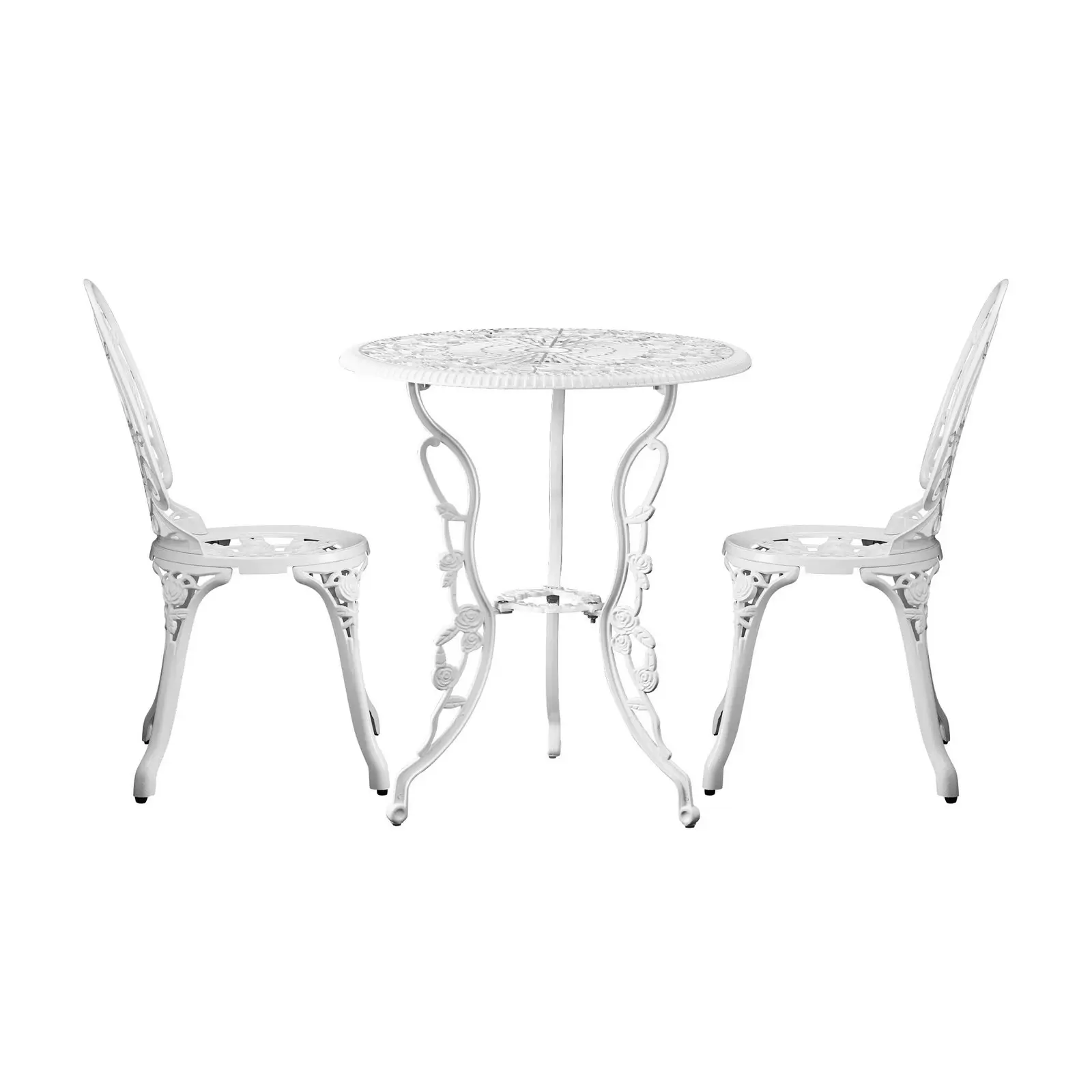 Livsip Outdoor Setting 3 Piece Bistro Chairs Table Set Cast Aluminum Patio Rose