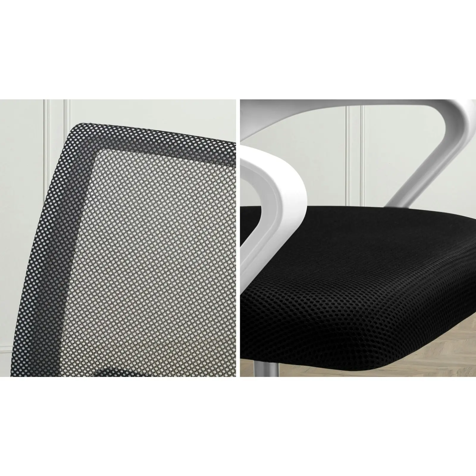 Oikiture Office Gaming Chair Computer Mesh Chairs Executive Foam White&Black