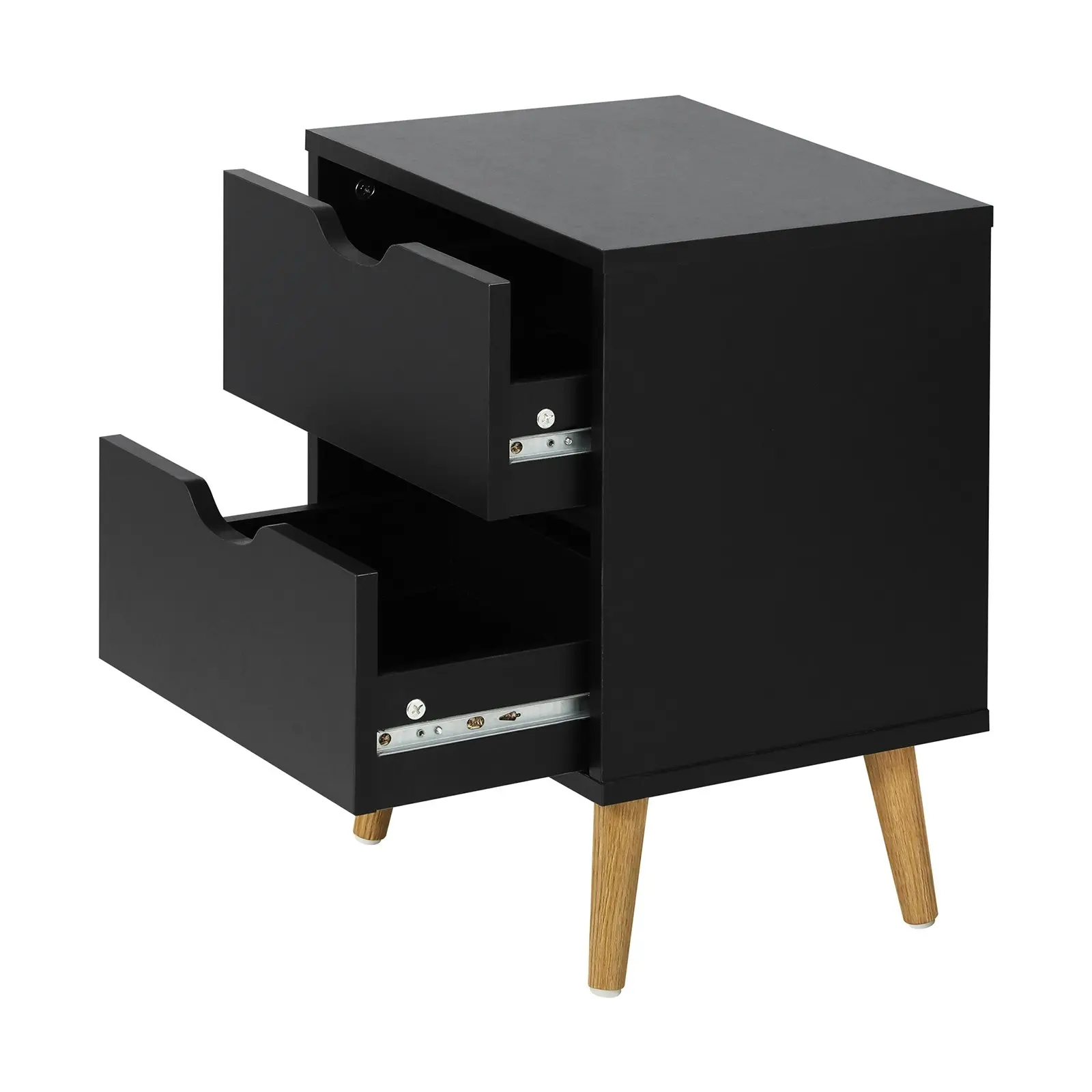 Oikiture 2 X Bedside Tables Side Table Bedroom Furniture Black