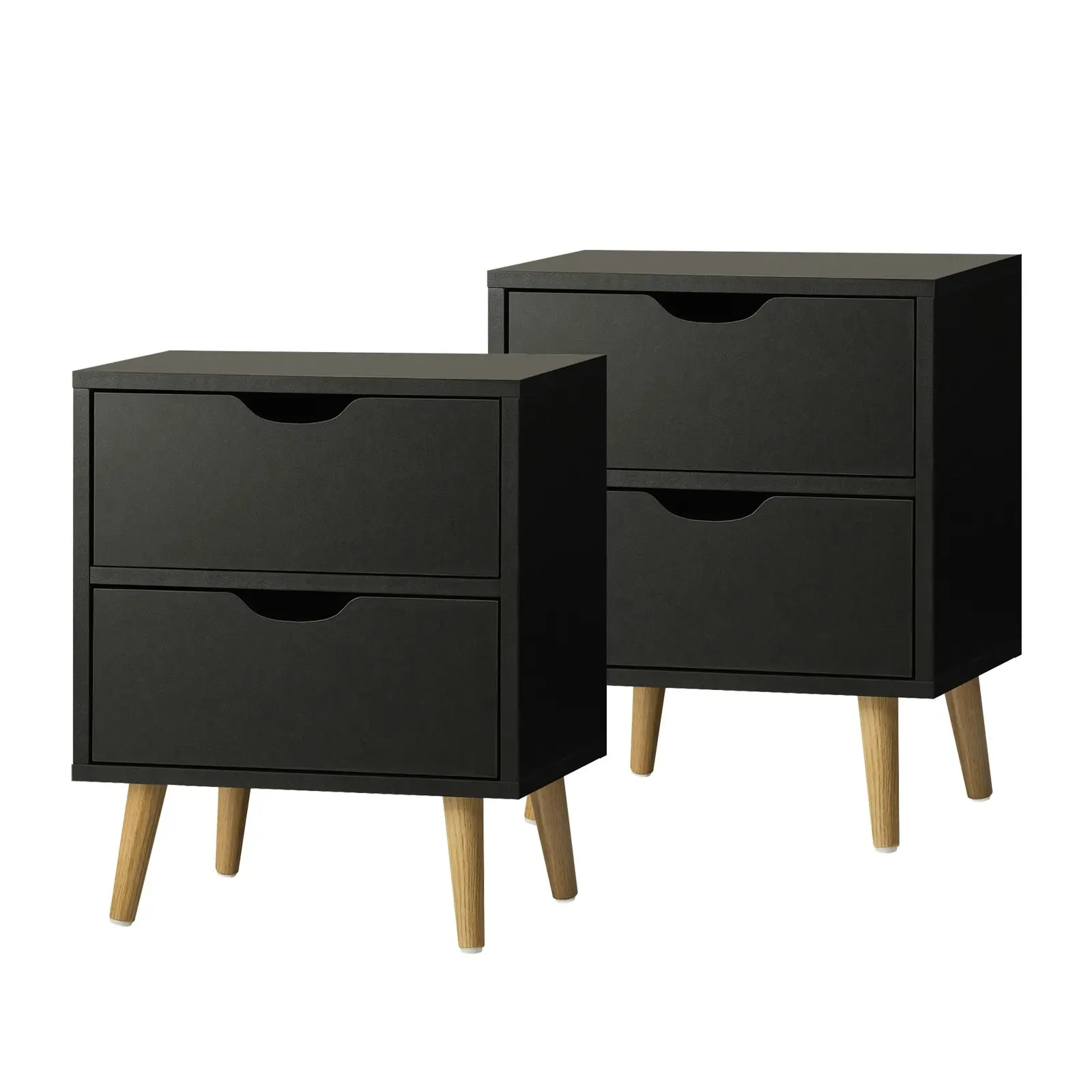 Oikiture 2 X Bedside Tables Side Table Bedroom Furniture Black