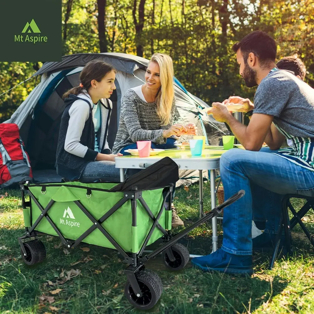 Mt Aspire Folding Wagon Cart 120kg Camping Trolley Outdoor Beach Garden Barrow