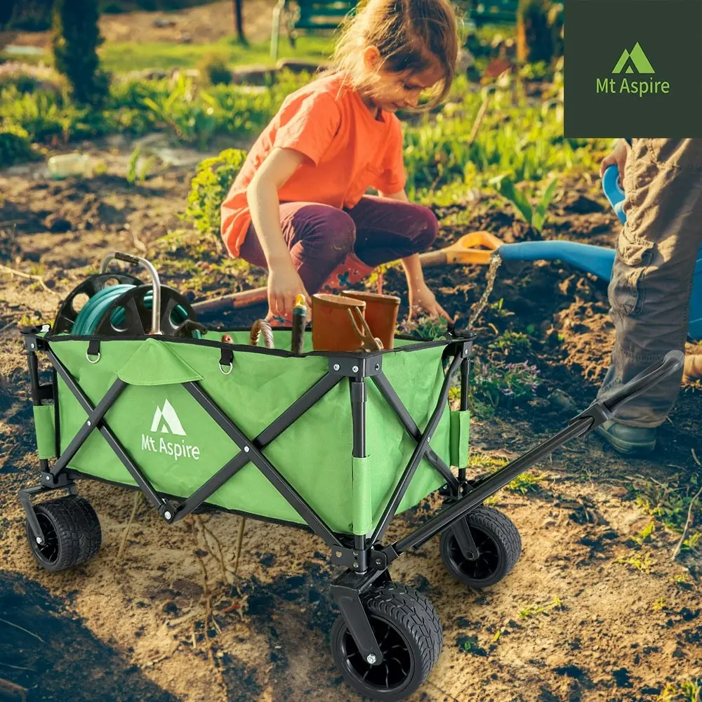 Mt Aspire Folding Wagon Cart 120kg Camping Trolley Outdoor Beach Garden Barrow