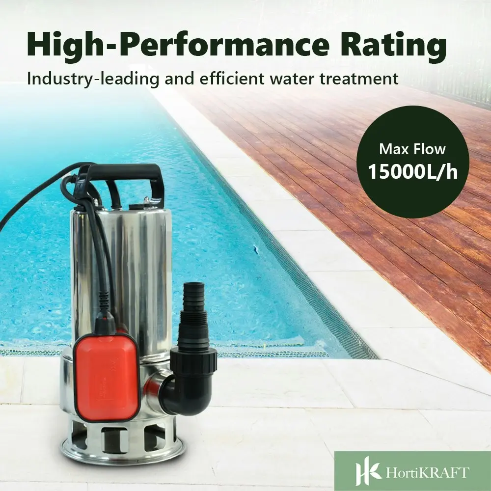 HortiKraft 1100W Submersible Pump for Pools Garden Tank Water Irrigation