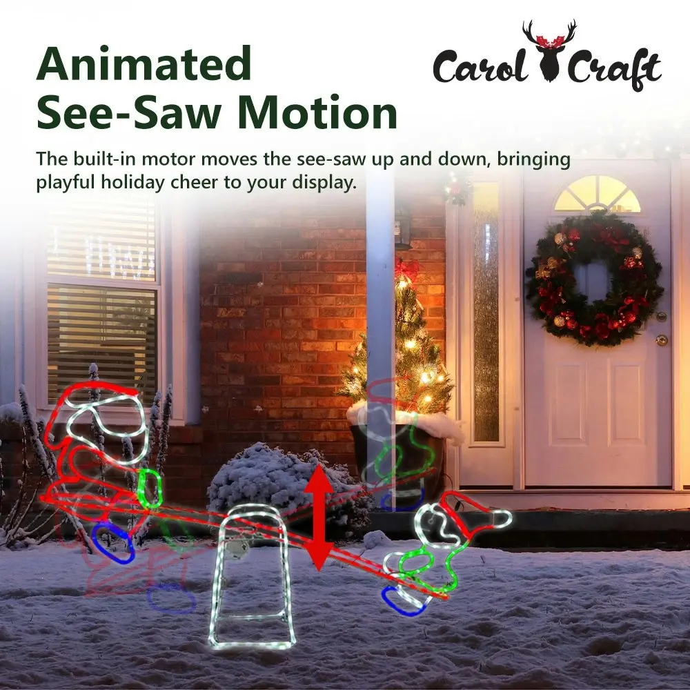 CarolCraft Animated Christmas Seesaw Lighted Xmas Decoration with Motions Outdoor