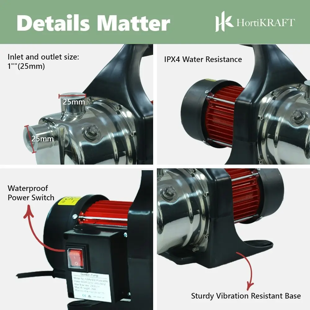 HortiKraft Garden Water Pump High Pressure 600W Irrigation Tank Rain System