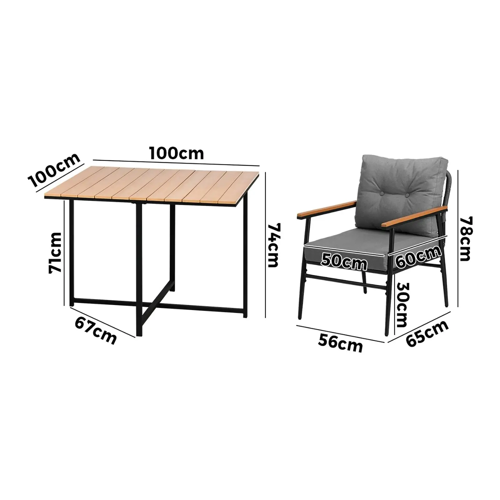 Livsip Outdoor Dining Set Patio Furniture Garden Table and Chairs 5 Seater