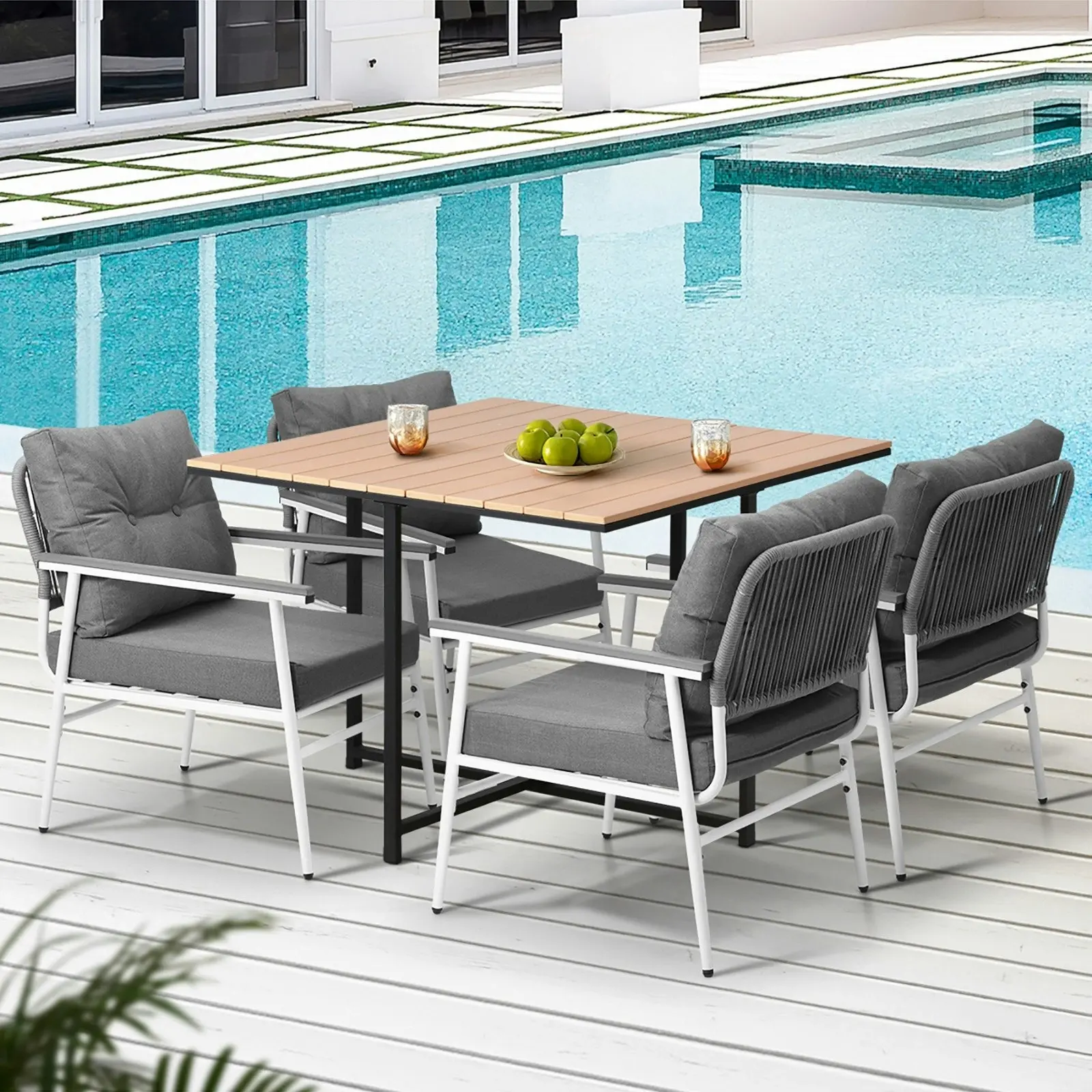 Livsip Outdoor Dining Set Patio Furniture Setting Garden Table and Chairs 5PCS