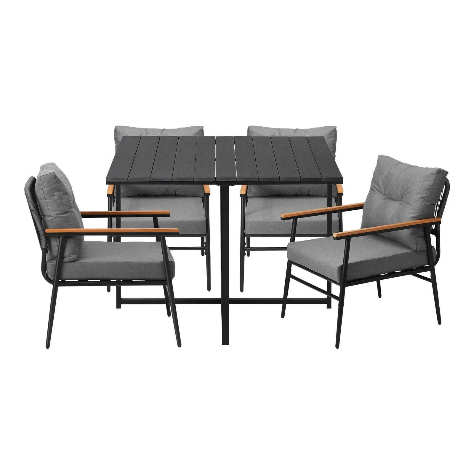 Livsip Outdoor Dining Set Patio Furniture Garden Black Table and Chairs 4 Seater