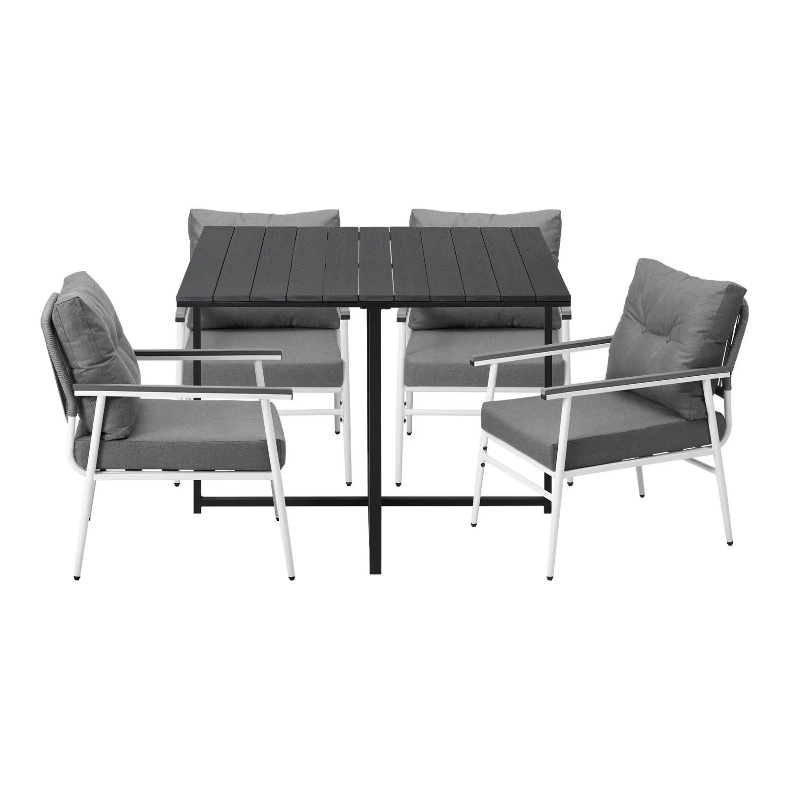 Livsip Outdoor Dining Set Patio Furniture Setting Black Table and Chairs 5PCS