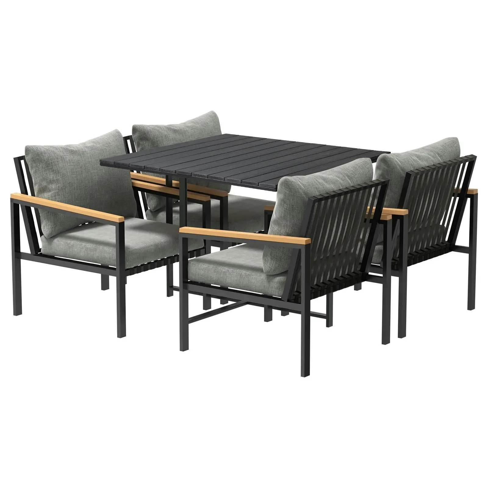 Livsip Outdoor Dining Set Black Table and Chairs 5PCS Patio Furniture Setting