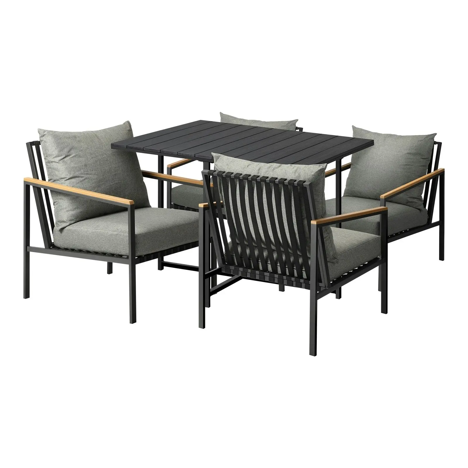 Livsip Outdoor Dining Set Black Table and Chairs 5PCS Patio Furniture Setting