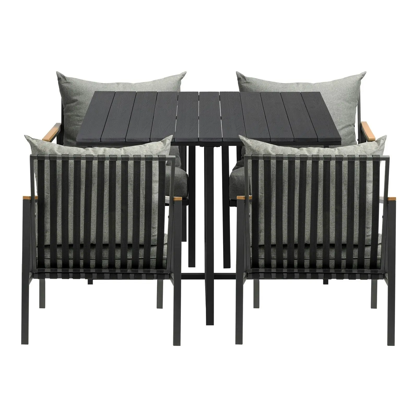 Livsip Outdoor Dining Set Black Table and Chairs 5PCS Patio Furniture Setting