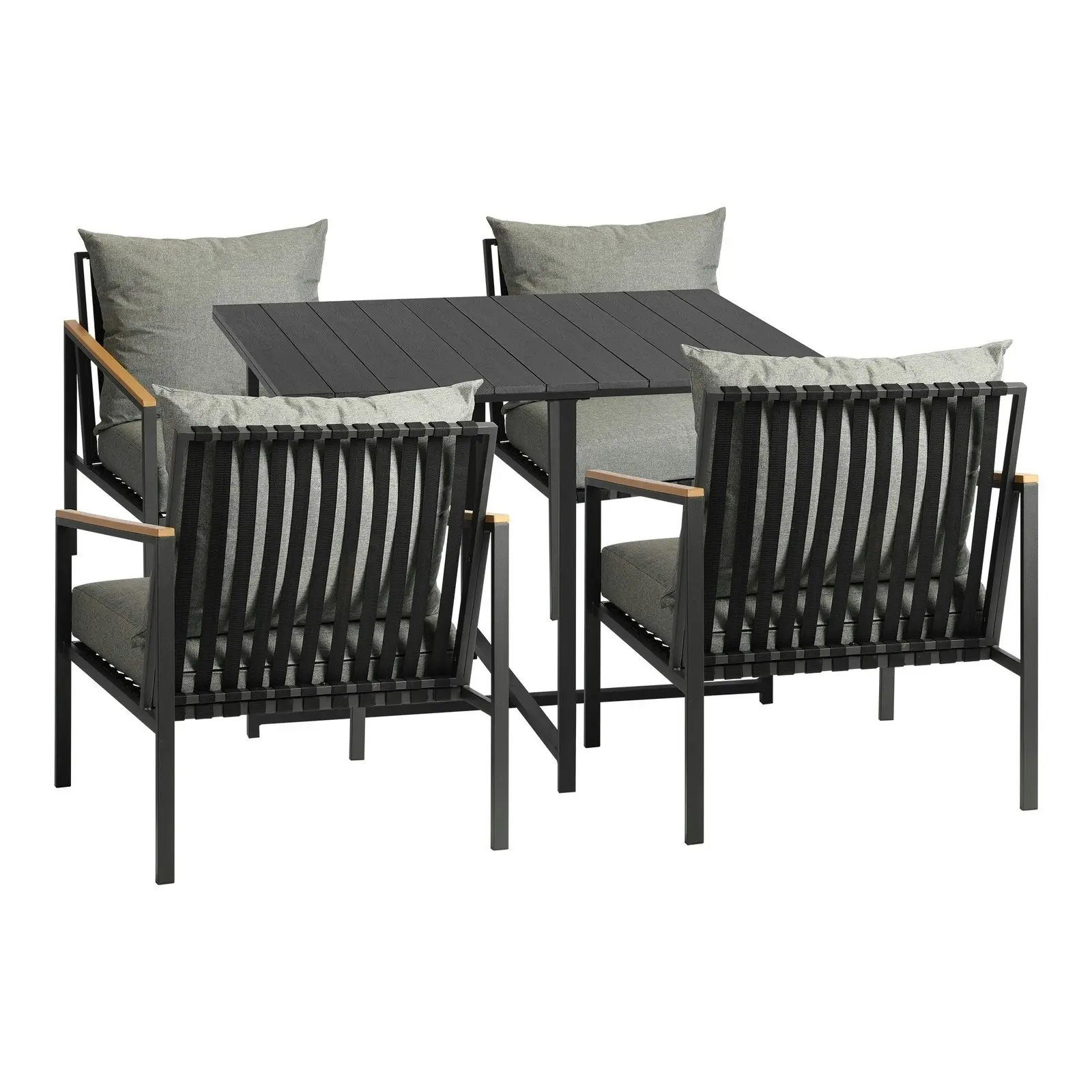 Livsip Outdoor Dining Set Black Table and Chairs 5PCS Patio Furniture Setting