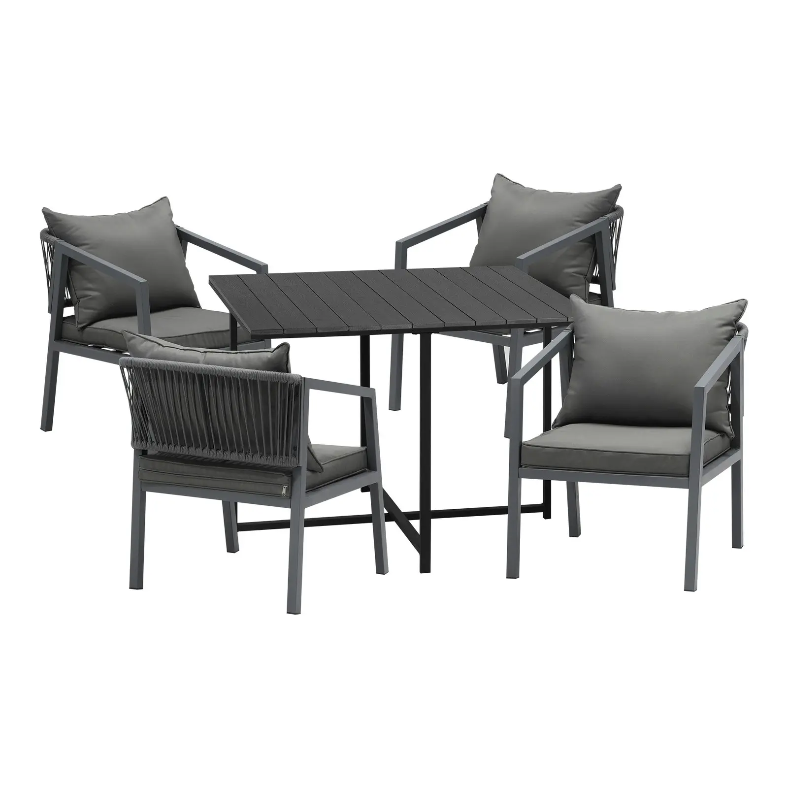 Livsip Outdoor Dining Set Patio Furniture Garden Balck Table Setting 4 Seater