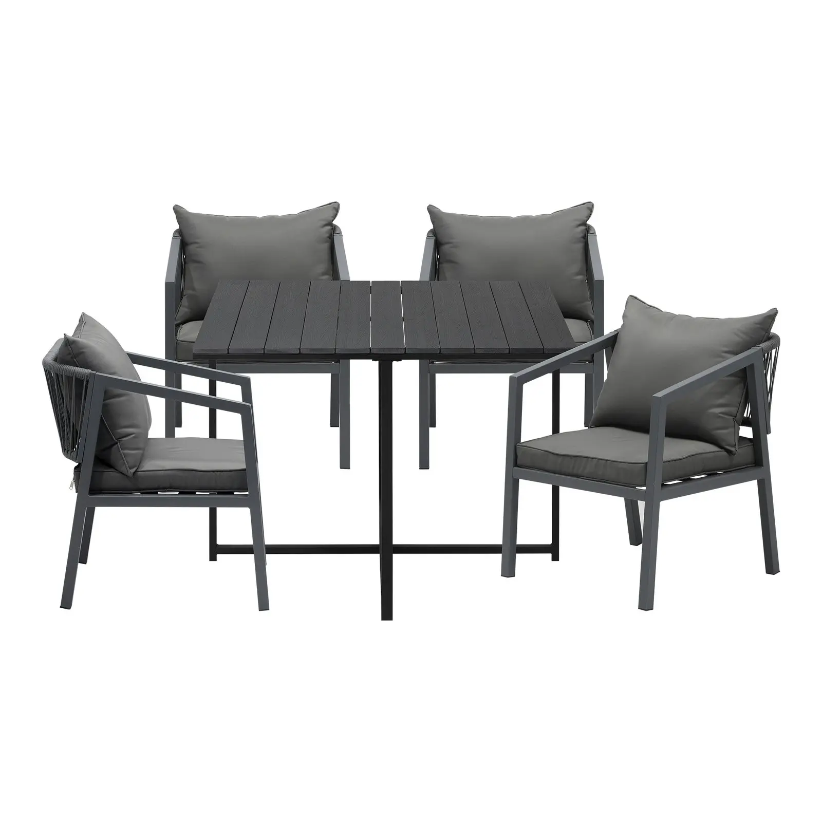 Livsip Outdoor Dining Set Patio Furniture Garden Balck Table Setting 4 Seater