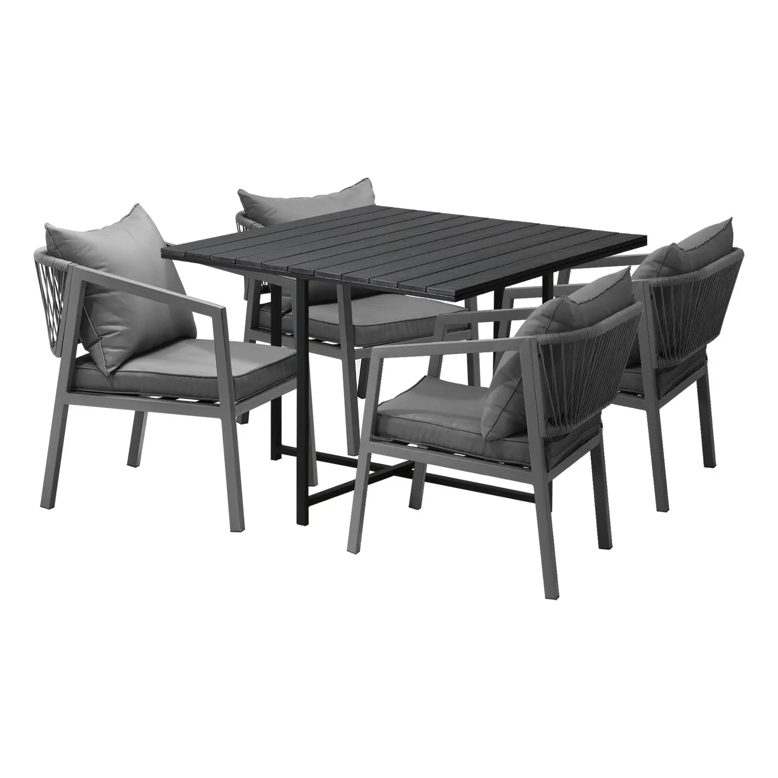 Livsip Outdoor Dining Set Patio Furniture Garden Balck Table Setting 4 Seater