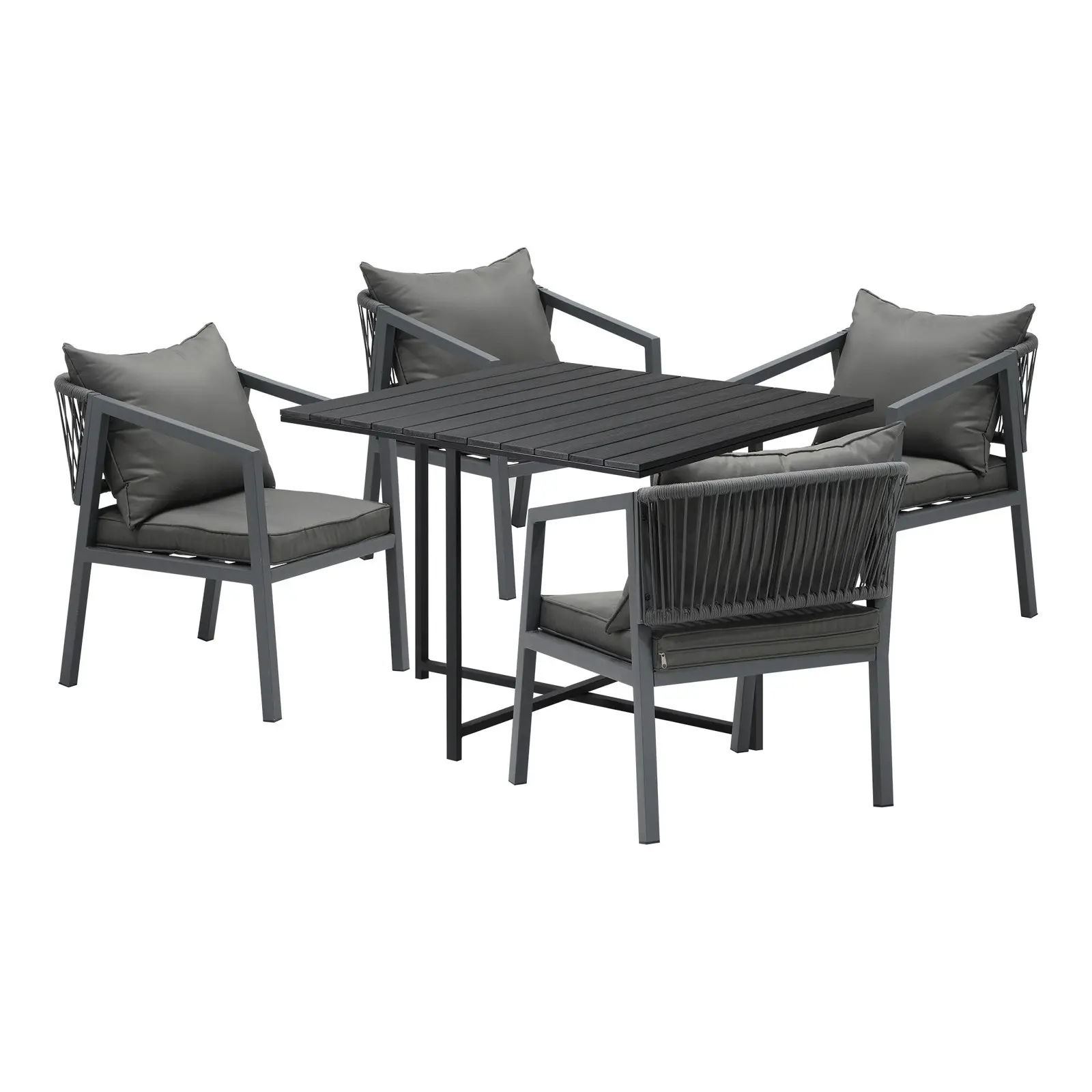 Livsip Outdoor Dining Set Patio Furniture Garden Balck Table Setting 4 Seater