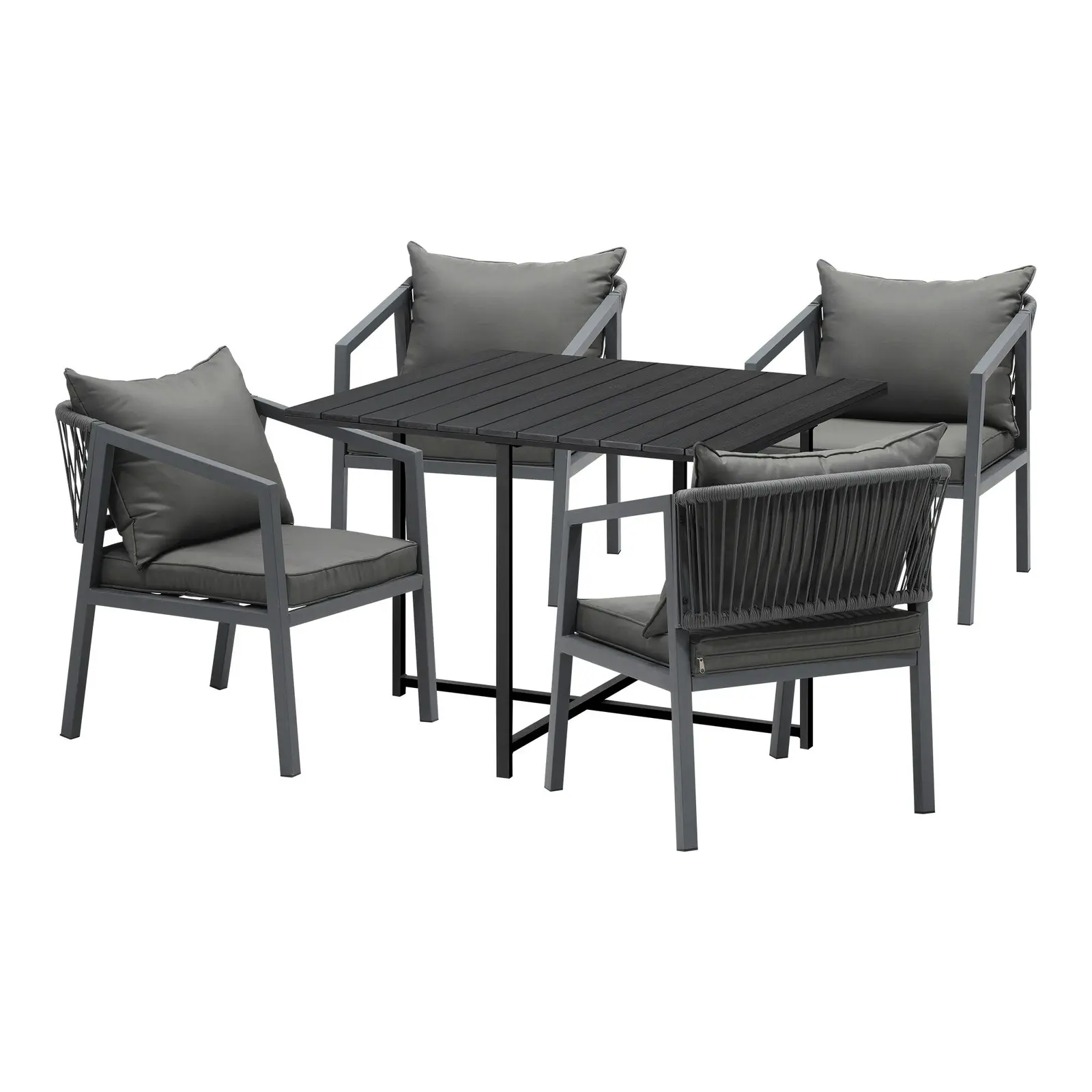 Livsip Outdoor Dining Set Patio Furniture Garden Balck Table Setting 4 Seater