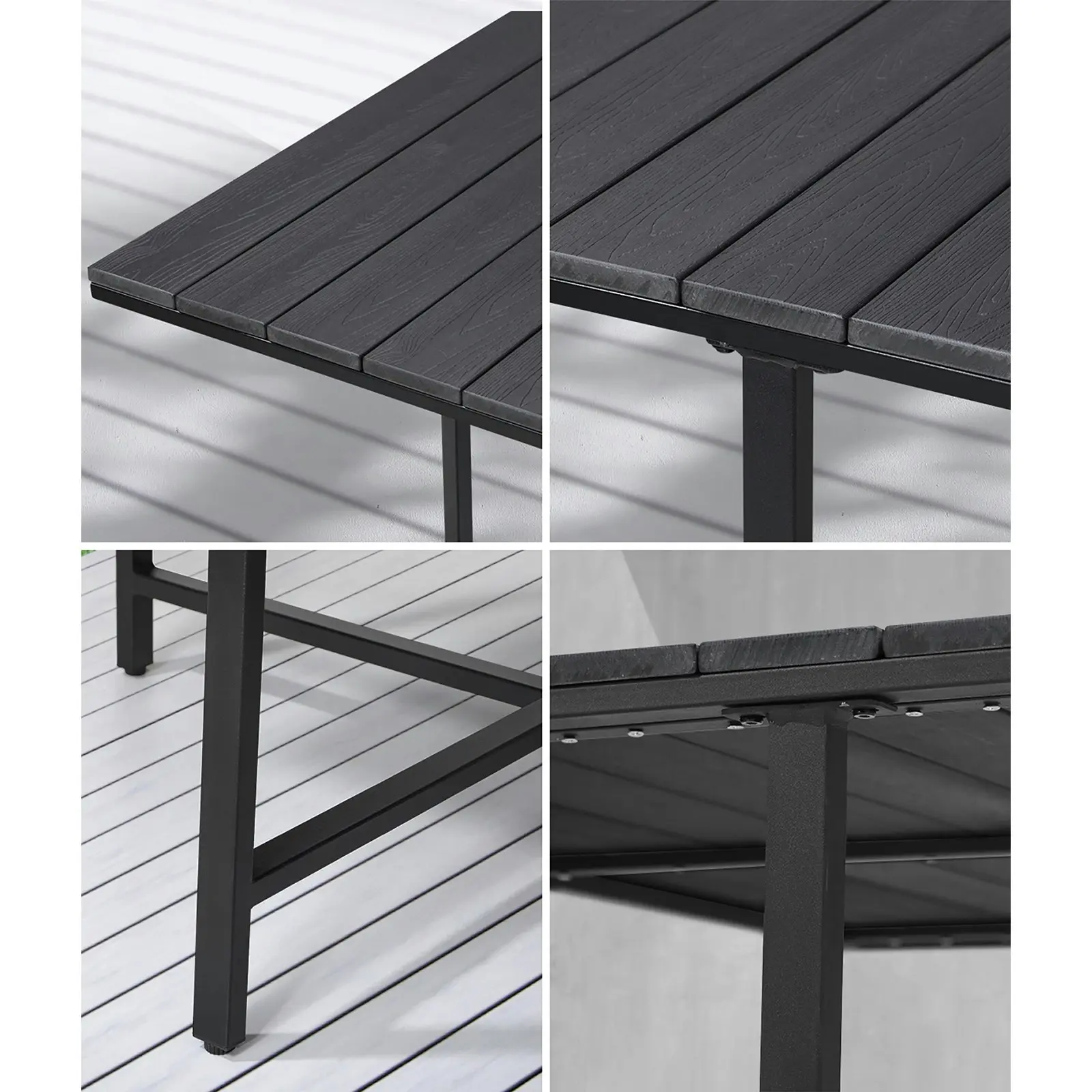 Livsip Outdoor Dining Table Furniture Lounge Patio Garden Black Wood-Plastic