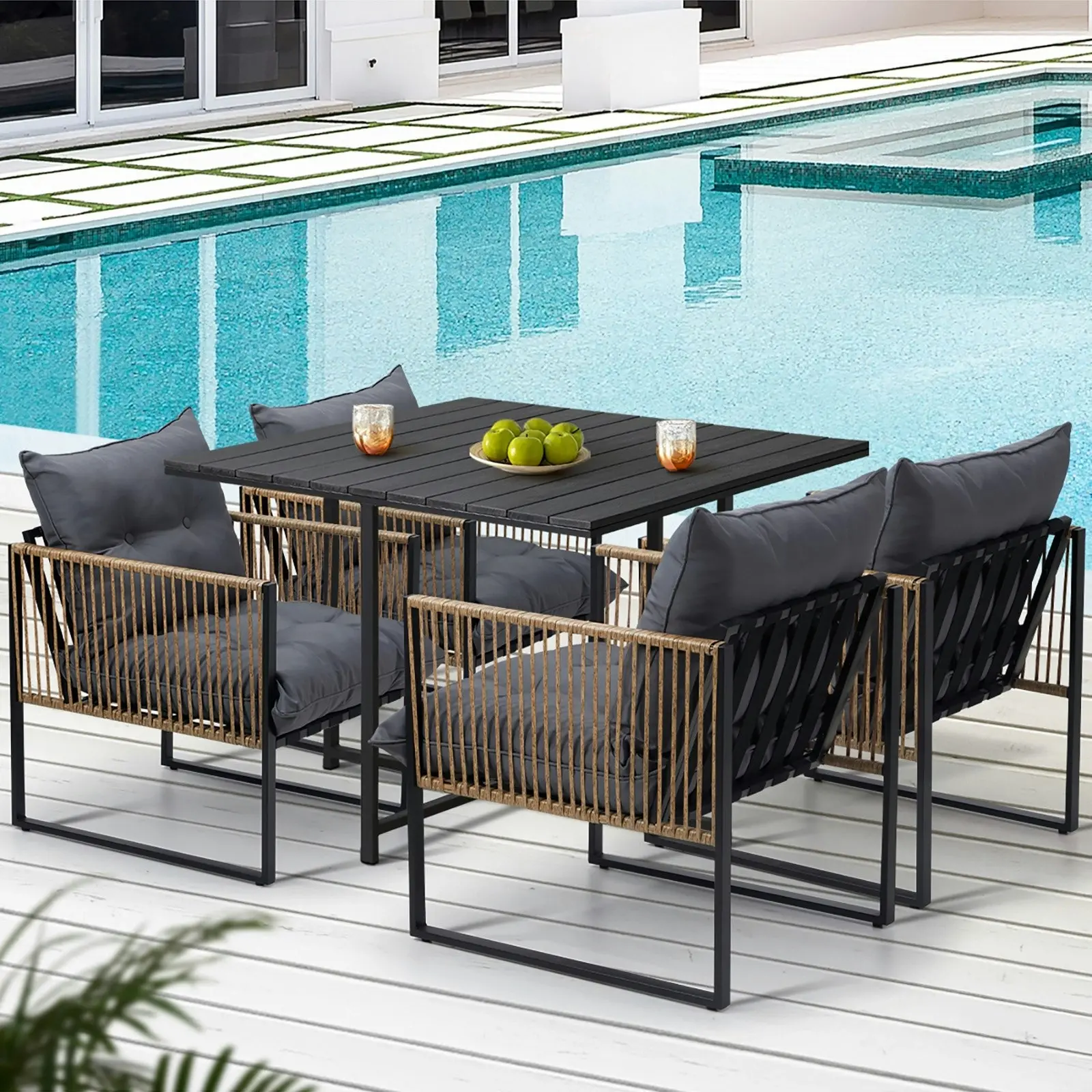 Livsip Outdoor Dining Set Patio Furniture Garden 4 Seater