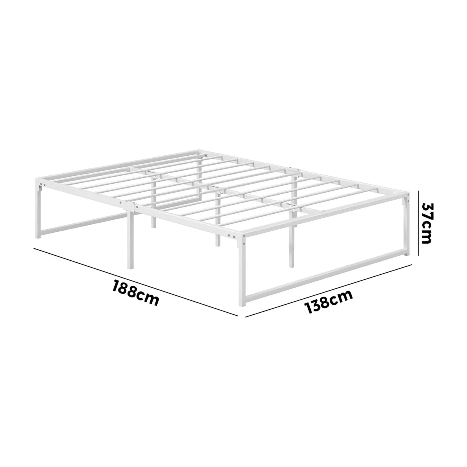 Oikiture Metal Bed Frame Double Size Beds Base Platform White