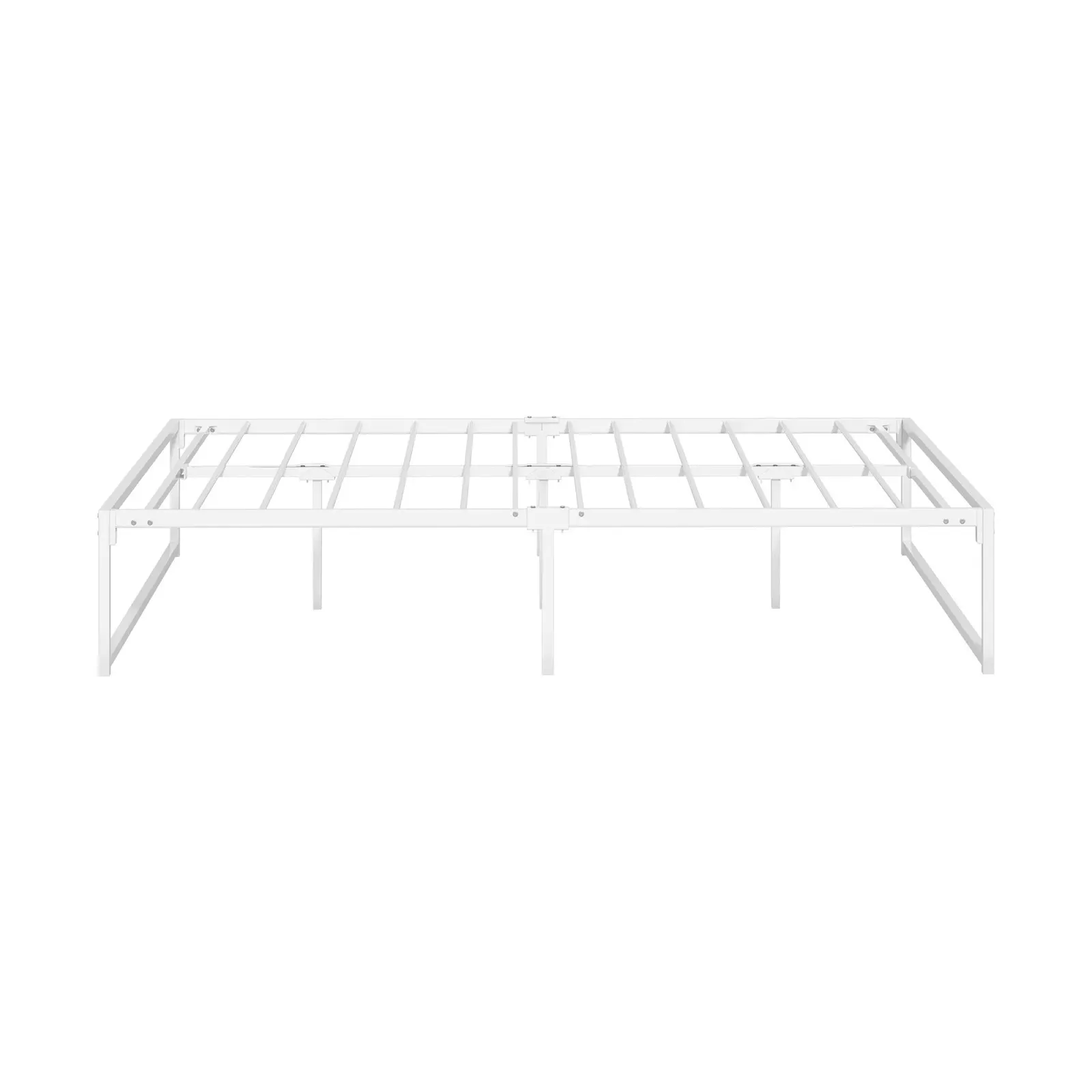 Oikiture Metal Bed Frame Queen Size Beds Base Platform White