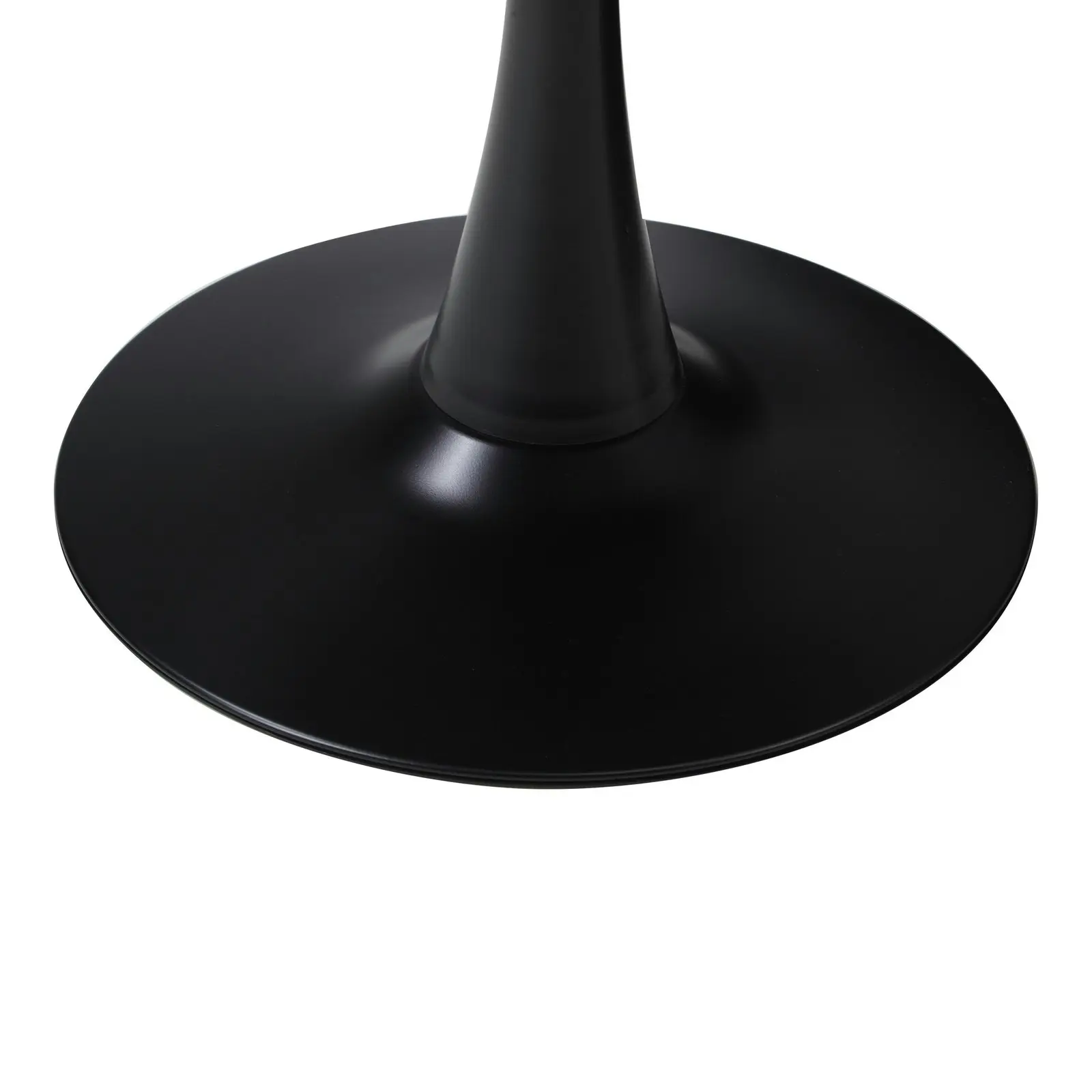 Oikiture 90cm Dining Table Kitchen Swivel Marble Tulip Round Metal Leg Black